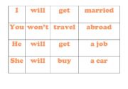 English Worksheet: Cue cards for a grammar game with WILL