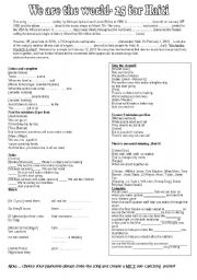 English Worksheet: Song 