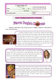 English Worksheet: Famous People Houses (1 of 2)