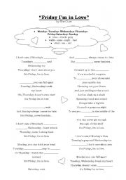 English Worksheet: Friday Im in Love