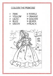 English Worksheet: COLOUR THE PRINCESS