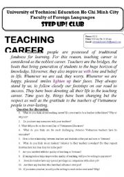 English Worksheet: teaching career