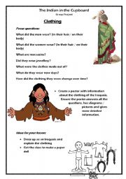 English Worksheet: The Indian in the Cupboard Project part two
