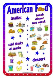 English Worksheet: American Food - Poster - Picture Dictionary