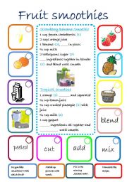 English Worksheet: FRUIT SMOOTHIES RECIPES