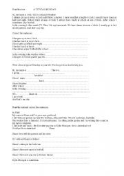 English worksheet: sentence correction and text completion