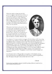 English Worksheet: Reading Passage- Mothers Day ENTIRE LESSON PLAN