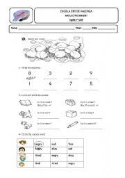 English Worksheet: Review colours, numbers,...