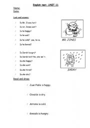 English worksheet: test feelings