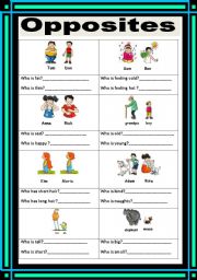 English Worksheet: OPPOSITES