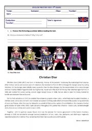 English Worksheet: TEST ON THE TOPIC FASHION