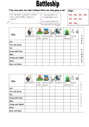 English Worksheet: Battleship be going to