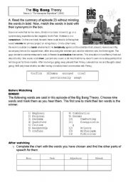 English Worksheet: The big bang theory