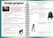 English Worksheet: What makes a good superhero? key