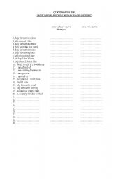 English worksheet: How much do you know each other? 