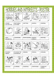 English Worksheet: HOBBIES AND INTERESTS - POSTER
