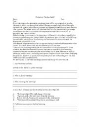 English Worksheet: worksheet of global warming