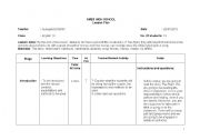 English worksheet: lesson plan