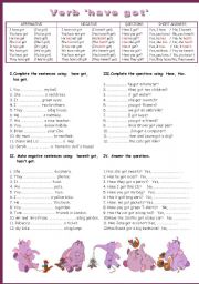 English Worksheet: Verb  have got