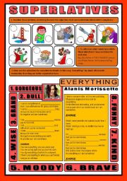 English Worksheet: SONG ACTIVITY - Everything (By Alanis Morissette) - SUPERLATIVES (+Key)