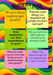 English Worksheet: Meeting new people-Conversation cards