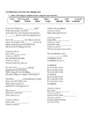 English Worksheet: Accidentally In Love Lyrics-Comparatives and Superlatives