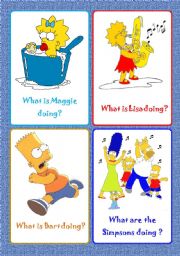 English Worksheet: Present Continuous 16 Flash-cards [SET 1] - with the Simpsons
