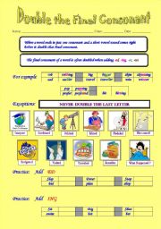 English Worksheet: Double the Final Consonant