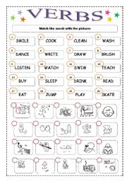 English Worksheet: 20 ACTIONS MATCH