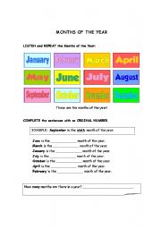 English Worksheet: MONTHS OF THE YEAR