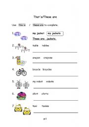 English Worksheet: this is / these are