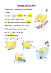 English Worksheet: Making a Parachute