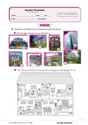 Revision Worksheet (the house+grammar - simple past, past continuous, prepositions of place)