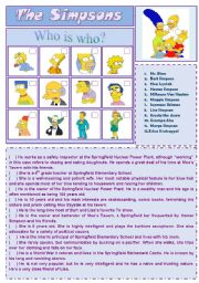 Cartoon Series 1 - The Simpsons (2 pages + answer key)