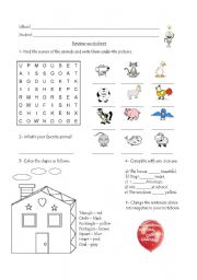 English Worksheet: Animals and colors