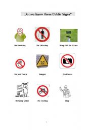 English Worksheet: public sign