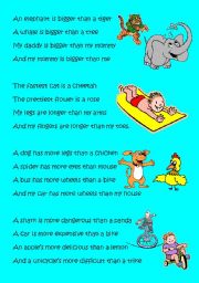 English Worksheet: Comparitves poem