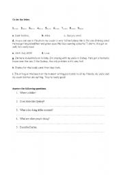 English Worksheet: letter writing