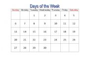 English worksheet: Days of the Week
