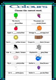 English Worksheet: colours