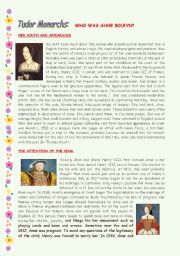 English Worksheet: TUDOR MONARCHS: ANNE BOLEYN.