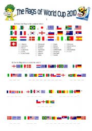 English Worksheet: World Cup 2010 FLAGS