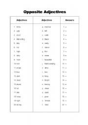 English Worksheet: Opposite Adjectives