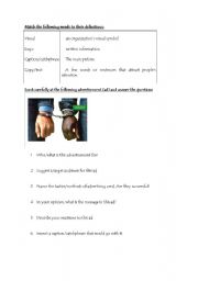 Worksheet for analysing an ad