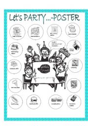 English Worksheet: LETS PARTY - POSTER