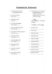 English Worksheet: possessive pronouns