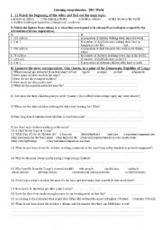 English Worksheet: child labour listening comprehension BBC world 