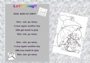 English Worksheet: Song Activity - Rain, rain go away