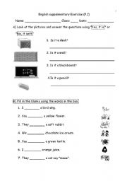 English worksheet: Revision Exercise for grade 1