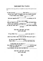 English Worksheet: SONG: Just Wait (Blues traveller) 